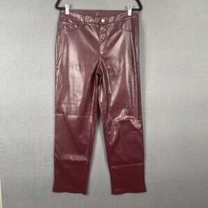 Joie Pants Womens 8 Faux Leather Straight Leg Polyurethane Modern Chic Trousers